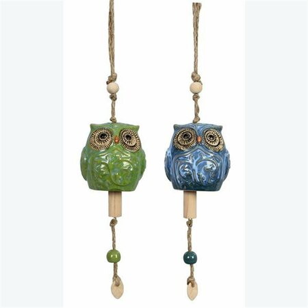 YOUNGS Stoneware Owl Garden Wind Chime, 2 Assortment 73238